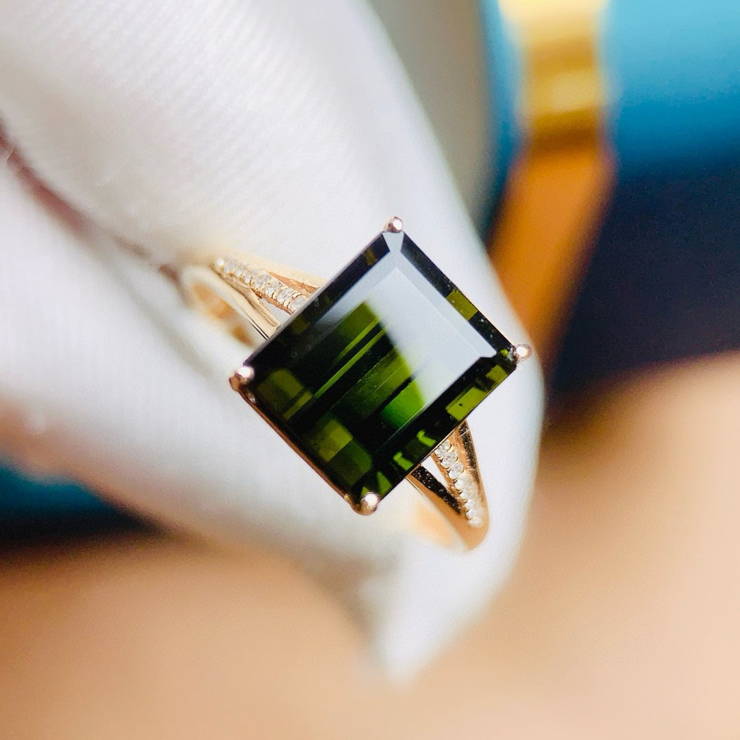 14k Gold 3.95 Ctw Natural Tourmaline & Diamond Ring - 3