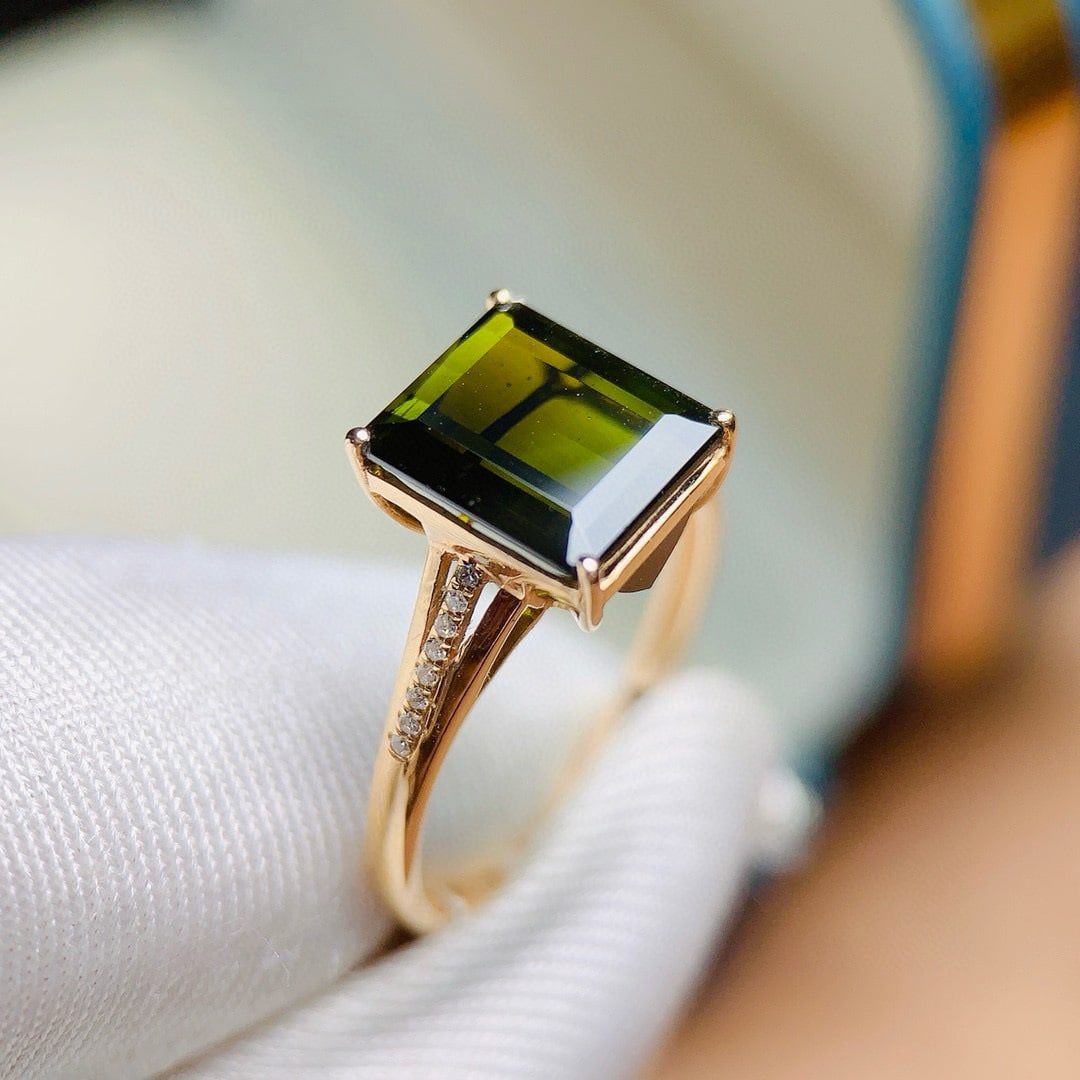 14k Gold 3.95 Ctw Natural Tourmaline & Diamond Ring - 4