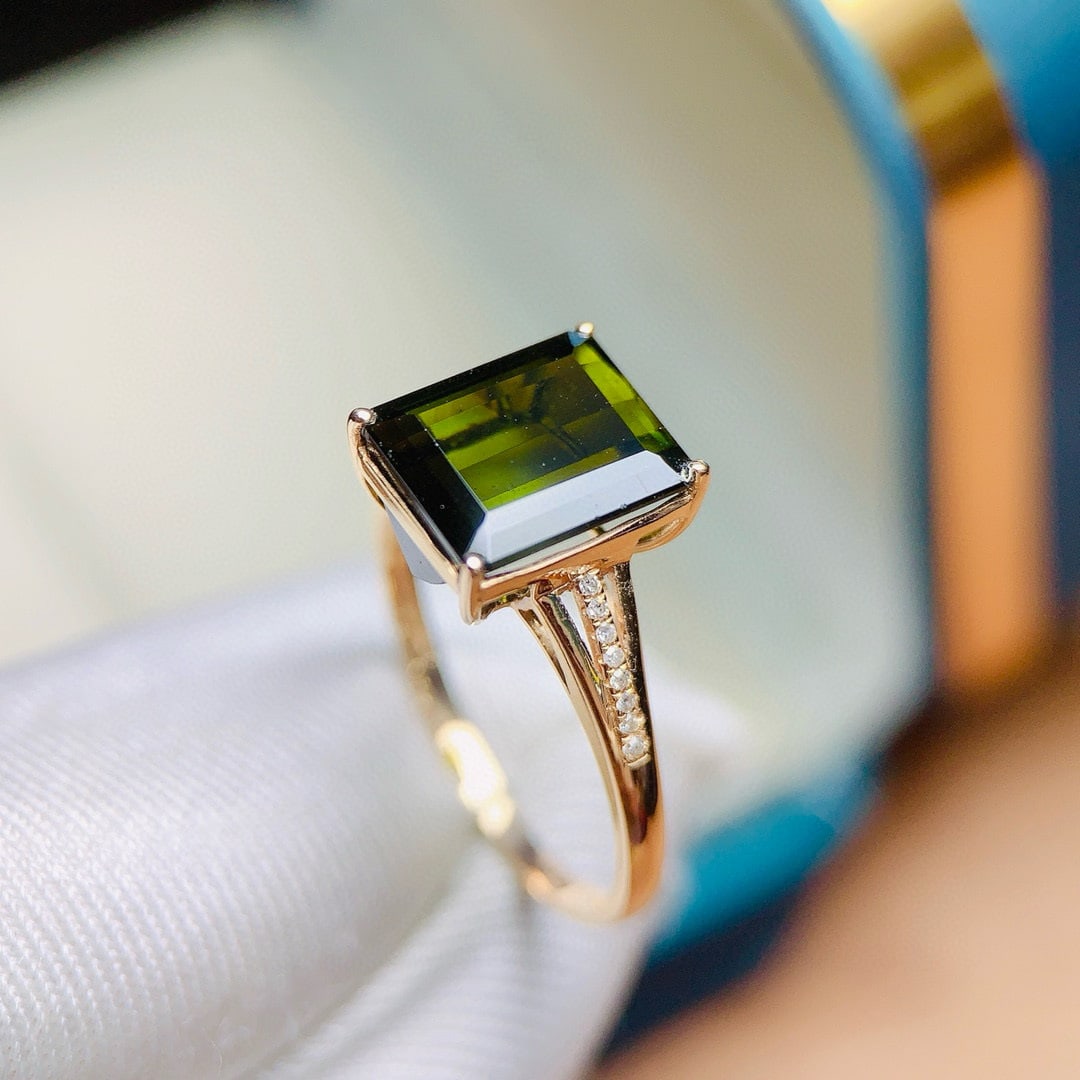 14k Gold 3.95 Ctw Natural Tourmaline & Diamond Ring - 5