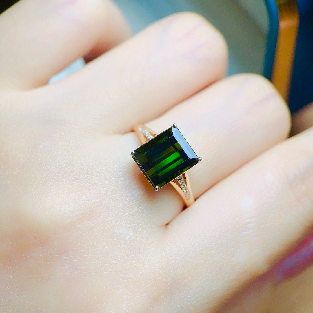 14k Gold 3.95 Ctw Natural Tourmaline & Diamond Ring - 6