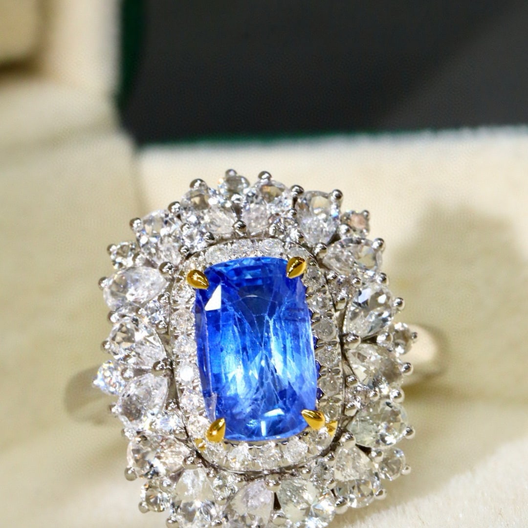 14k Gold 1.44 Ctw Natural Sapphire & Diamond Ring - 4