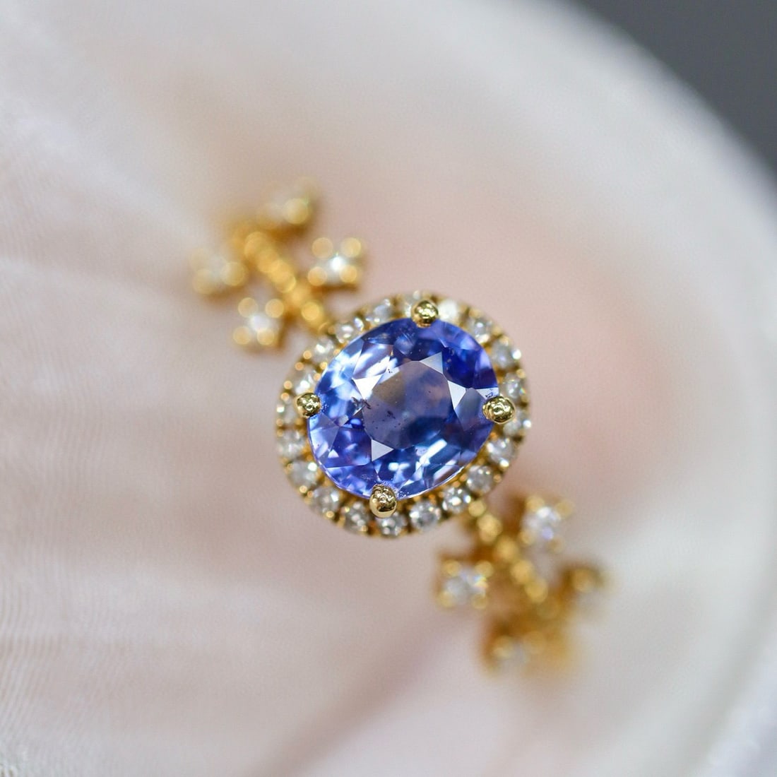 14k Gold 0.94 Ctw Natural Sapphire & Diamond Ring - 5