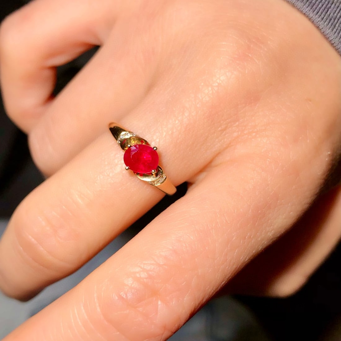 14k Gold 0.91 Ctw Natural Ruby & Diamond Ring - 6
