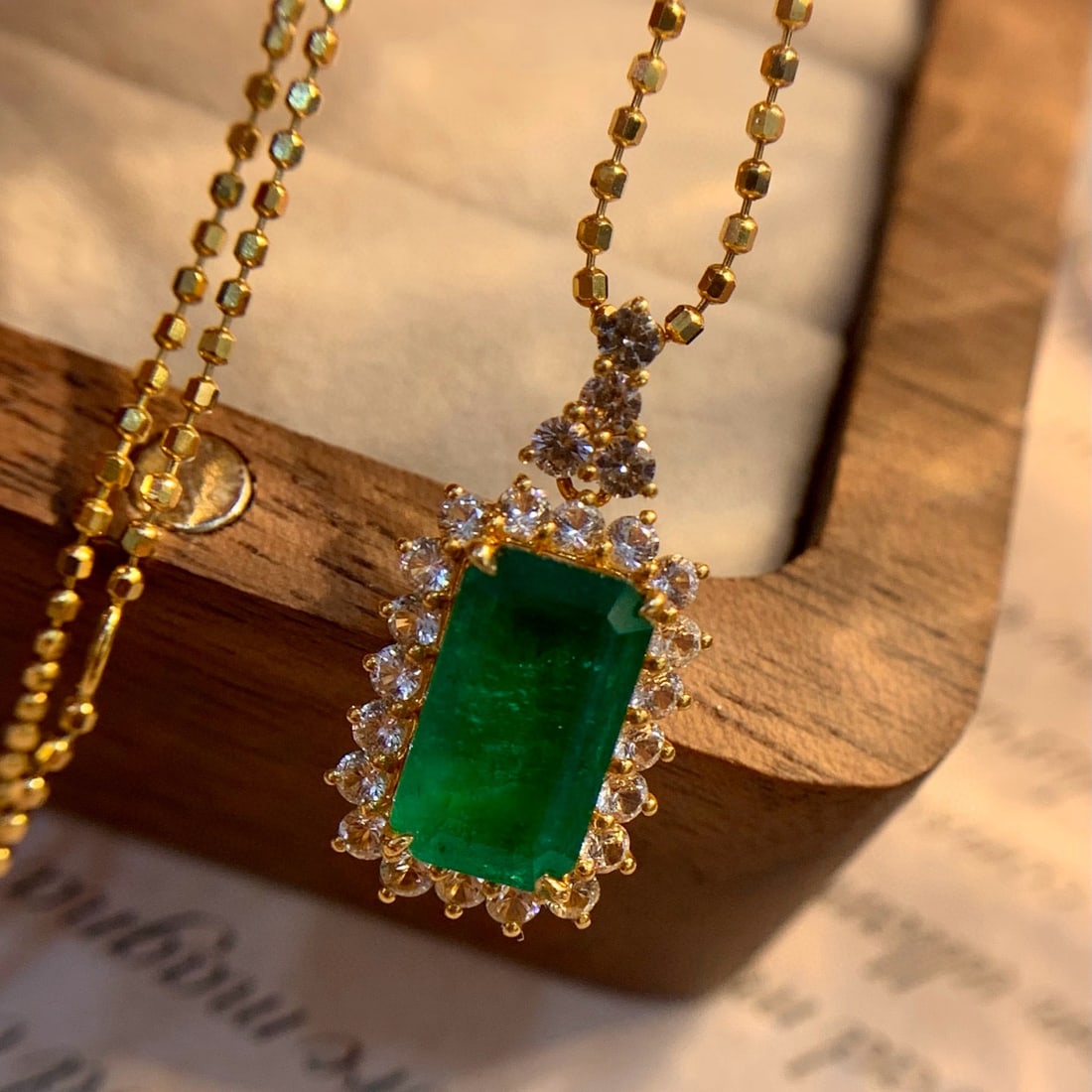 14k Gold 2.7 Ct Natural Emerald & Sapphire Pendant( Without Chain ) - 2