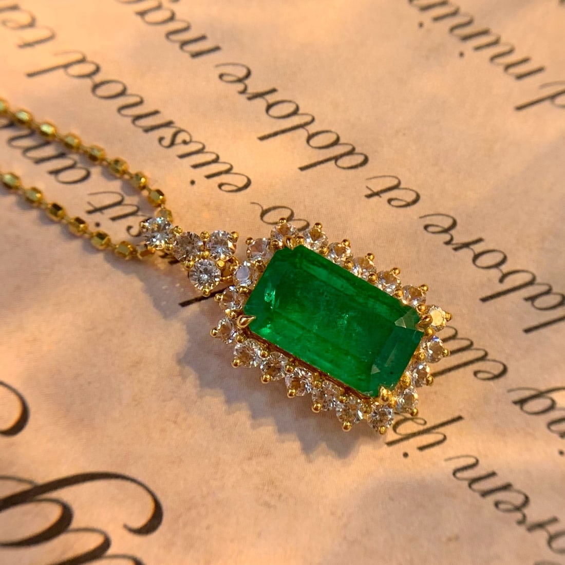 14k Gold 2.7 Ct Natural Emerald & Sapphire Pendant( Without Chain ) - 3