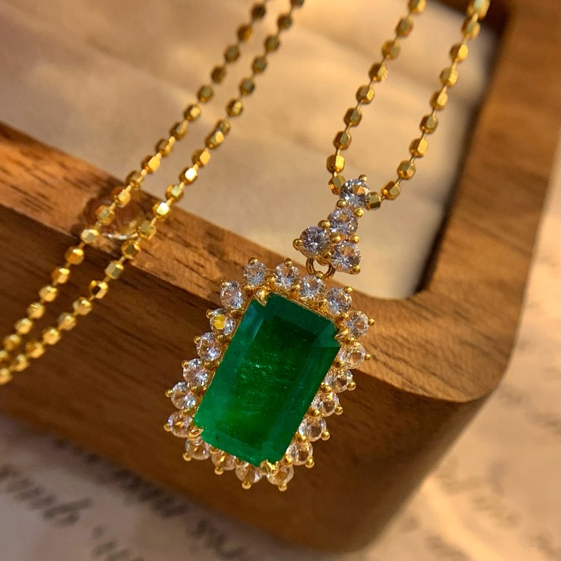 14k Gold 2.7 Ct Natural Emerald & Sapphire Pendant( Without Chain ) - 5