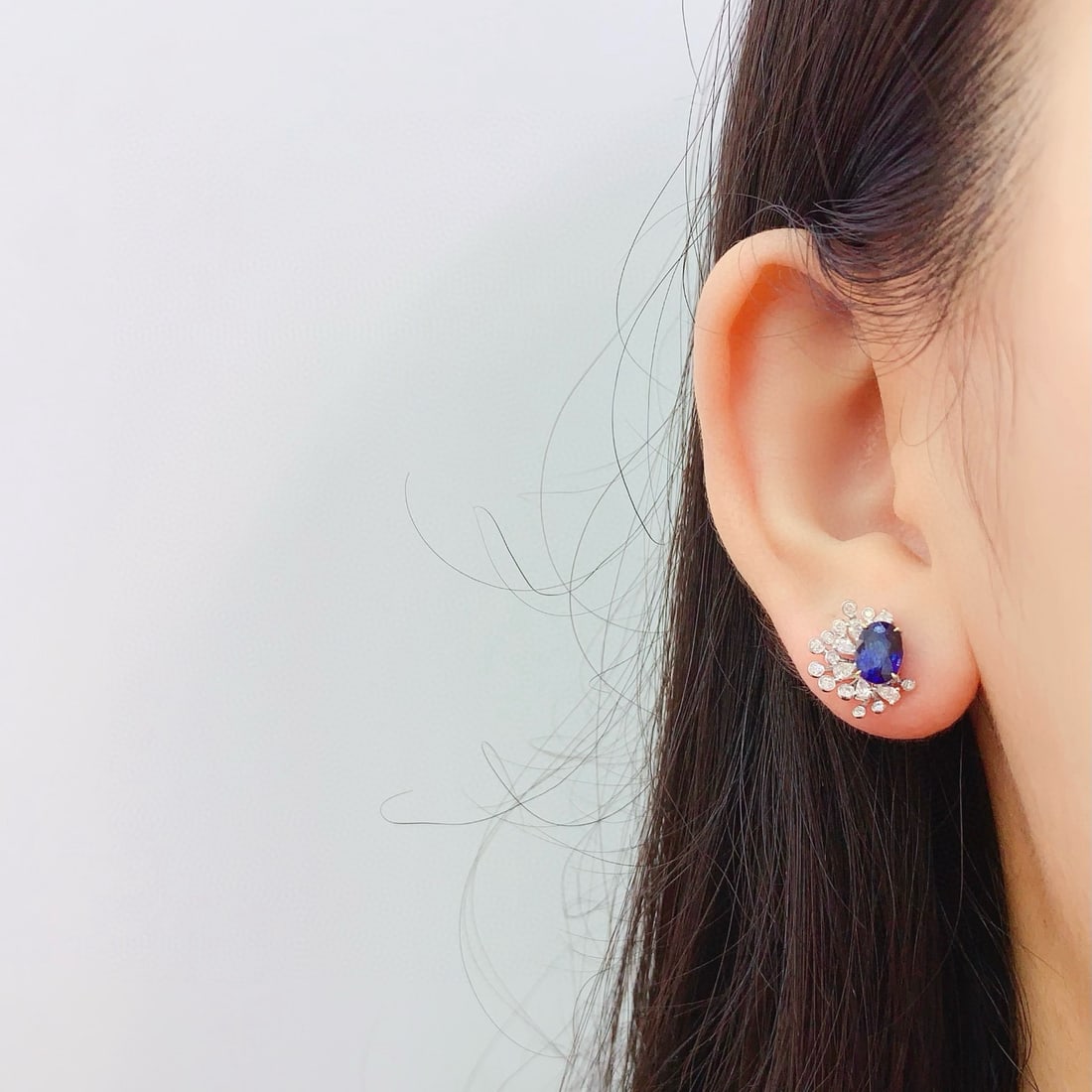 14k Gold 2.42 Ct Natural Sapphire & Diamond Earrings - 4