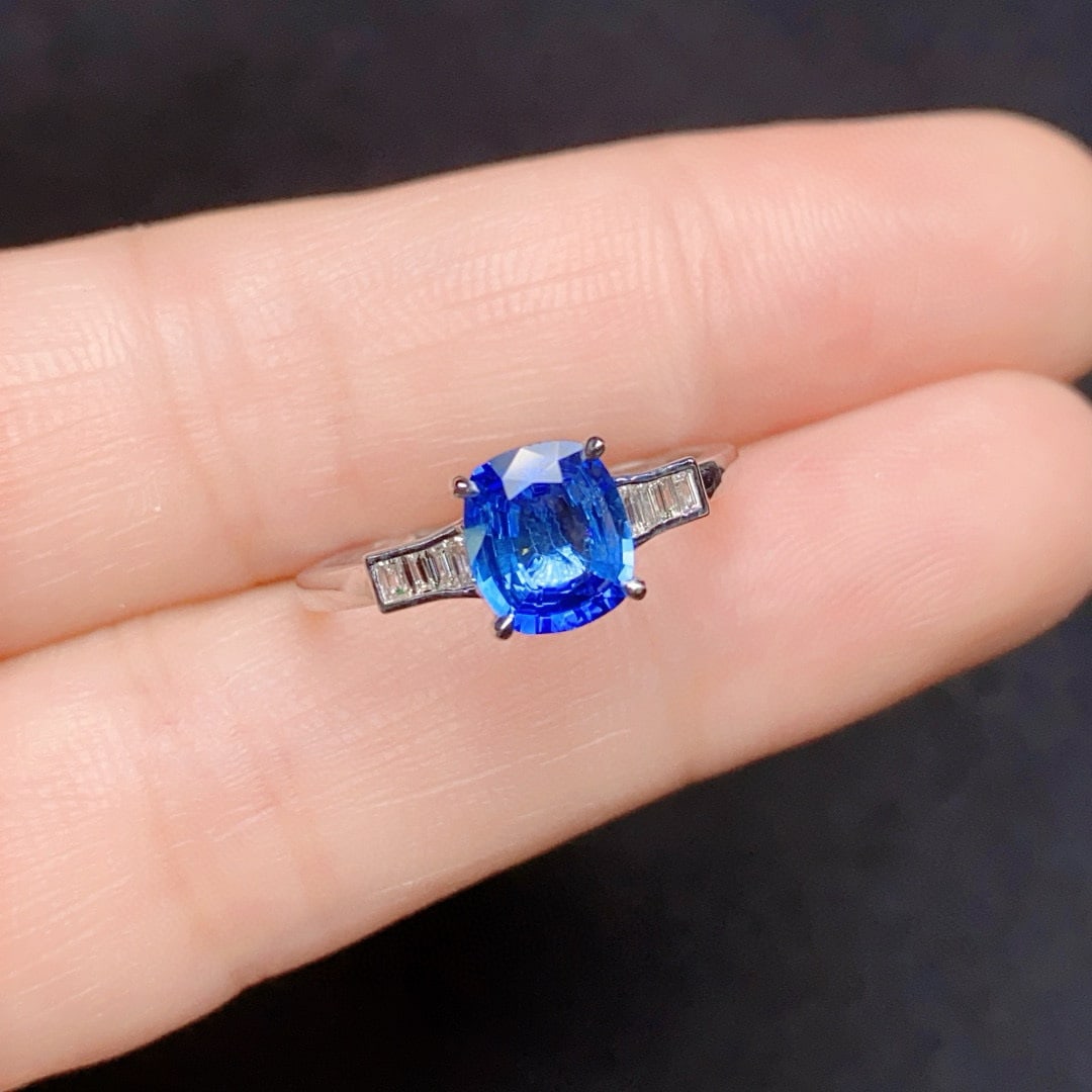 14k Gold 1.58 Ctw Natural Sapphire & Diamond Ring - 3