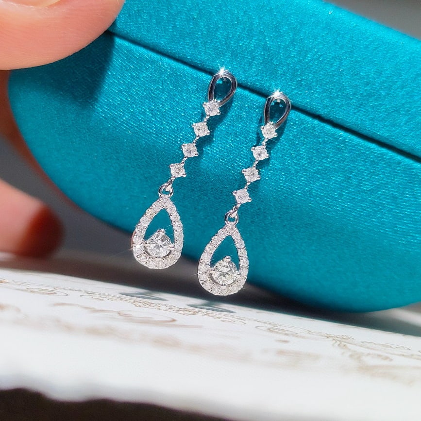 14k Gold 0.54 Ct Natural H Diamond Earrings - 4