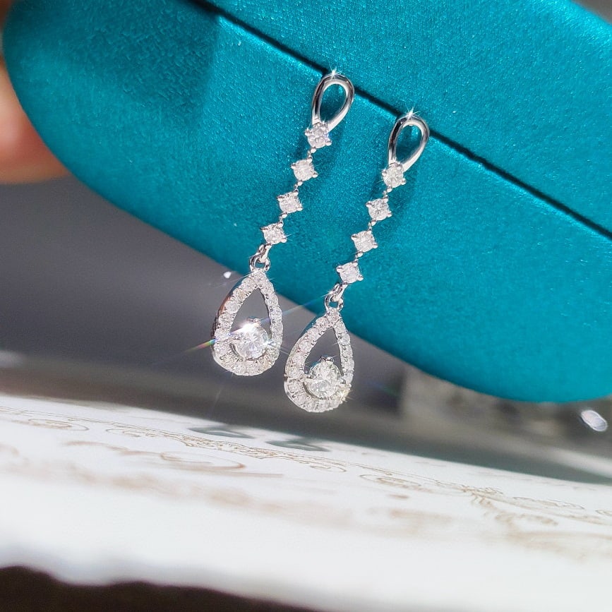 14k Gold 0.54 Ct Natural H Diamond Earrings - 5