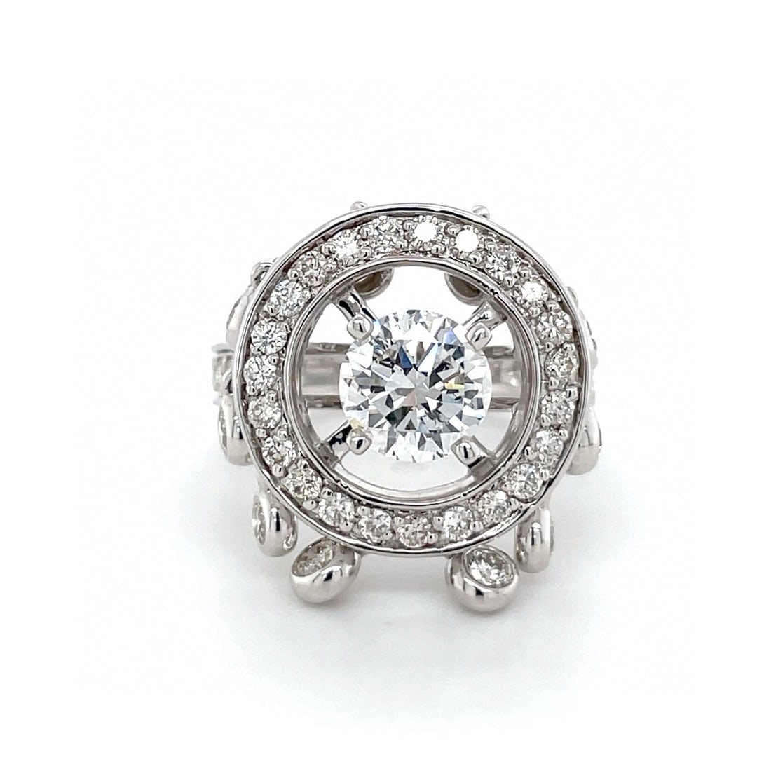 14k Gold 3.04 Ctw Natural H Diamond Ring: Ref:230992003 // gold content:14k gold // ring size:7. 25us // // main gemstone:diamond // shape:round // carat weight:1. 49ct // clarity grade:vs-si // color:h // treatment:natural // cut grade:g //
