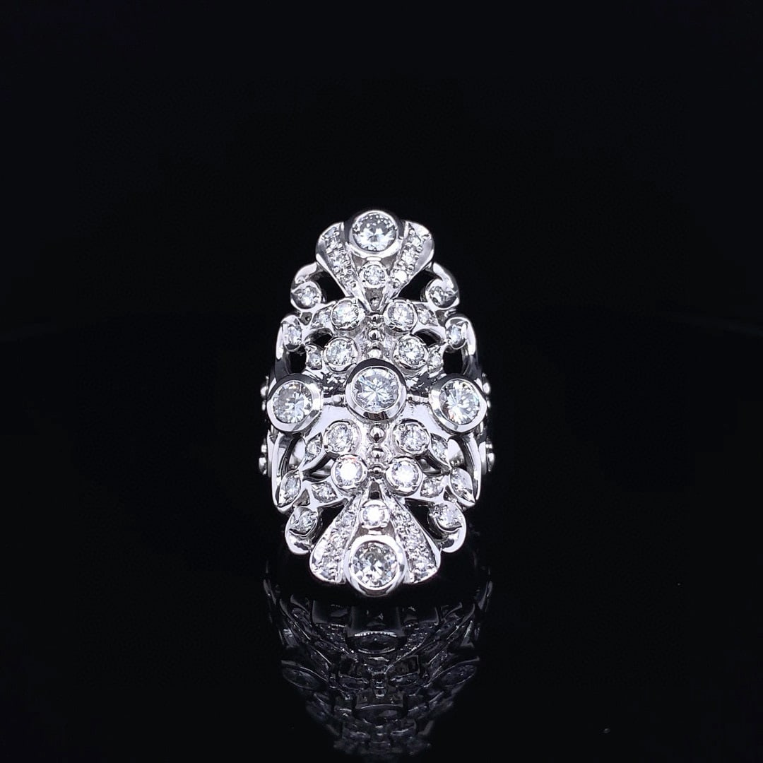 14k Gold 1.76 Ctw Natural H Diamond Ring: Ref:230992004 // gold content:14k gold // ring size:7. 25us // // main gemstone:diamond // shape:round // carat weight:1. 07ct // clarity grade:vs-si // color:h // treatment:natural // cut grade:g // 
