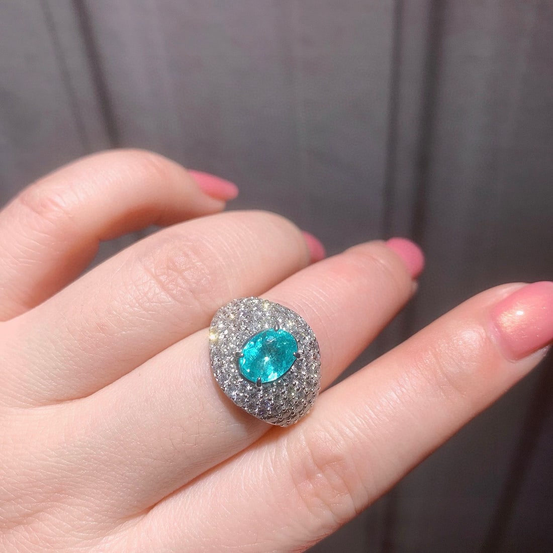 14k Gold 3.44 Ctw Natural Paraiba Tourmaline & Diamond Ring - 5