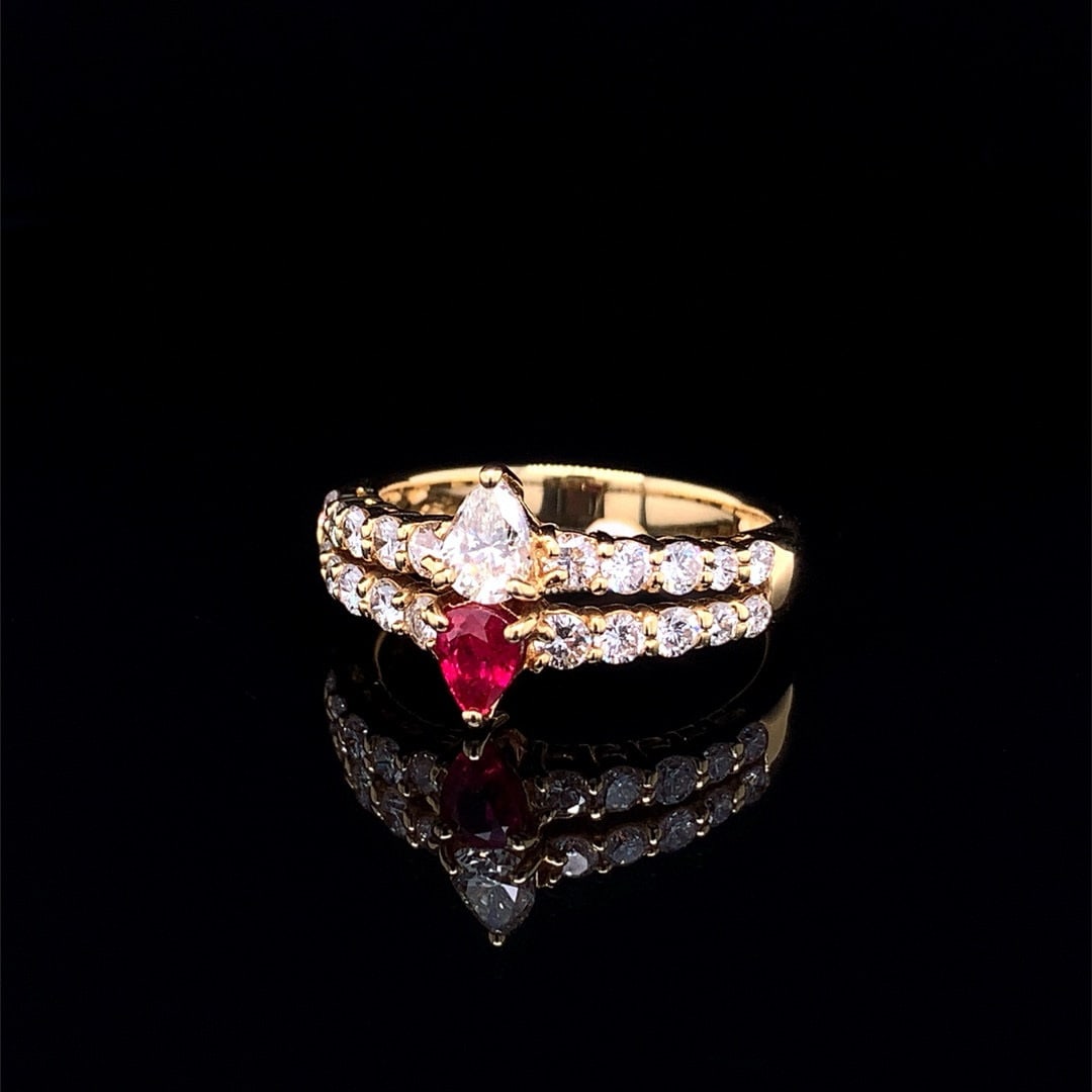 14k Gold 1.35 Ctw Natural Ruby & Diamond Ring - 2