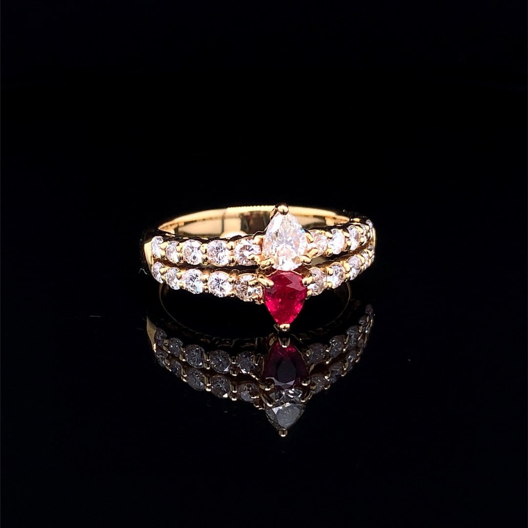 14k Gold 1.35 Ctw Natural Ruby & Diamond Ring - 4