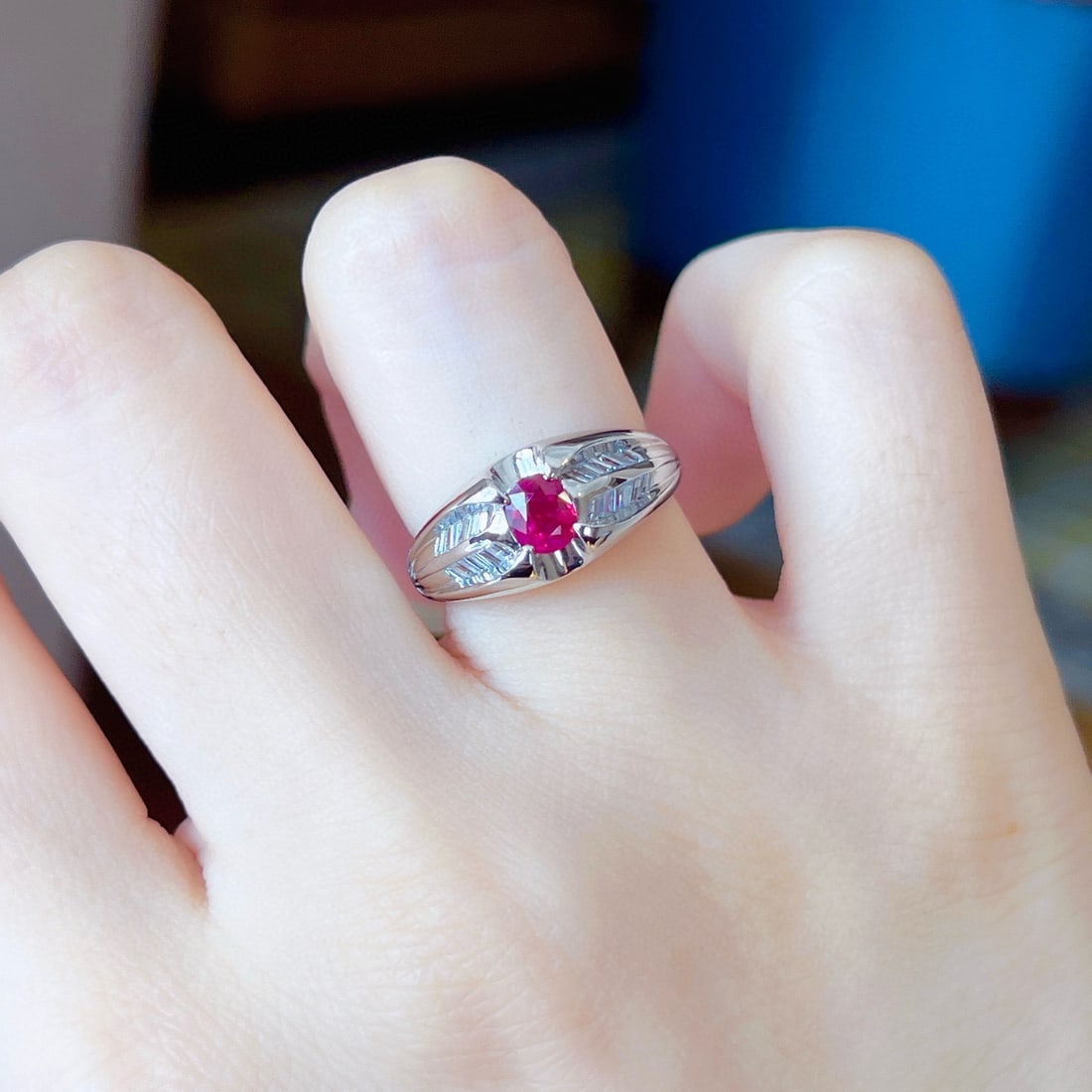 14k Gold 0.71 Ctw Natural Ruby & Diamond Ring - 5