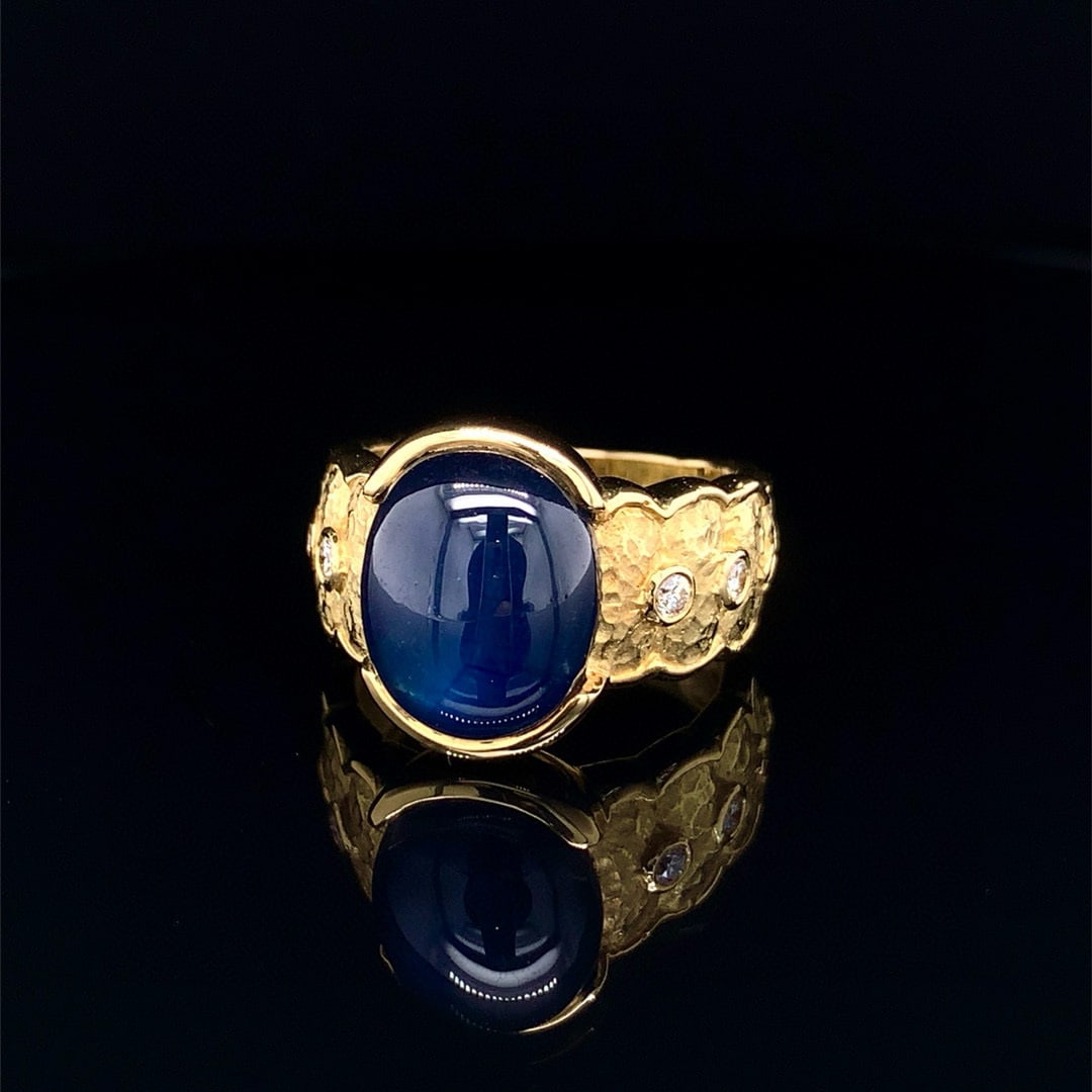 14k Gold 8.88 Ctw Natural Sapphire & Diamond Ring - 2