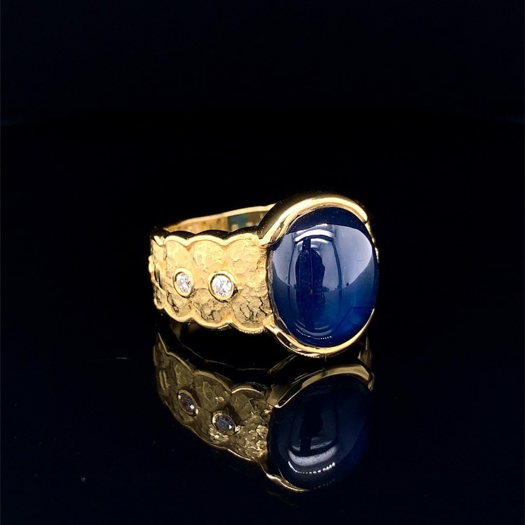14k Gold 8.88 Ctw Natural Sapphire & Diamond Ring - 3