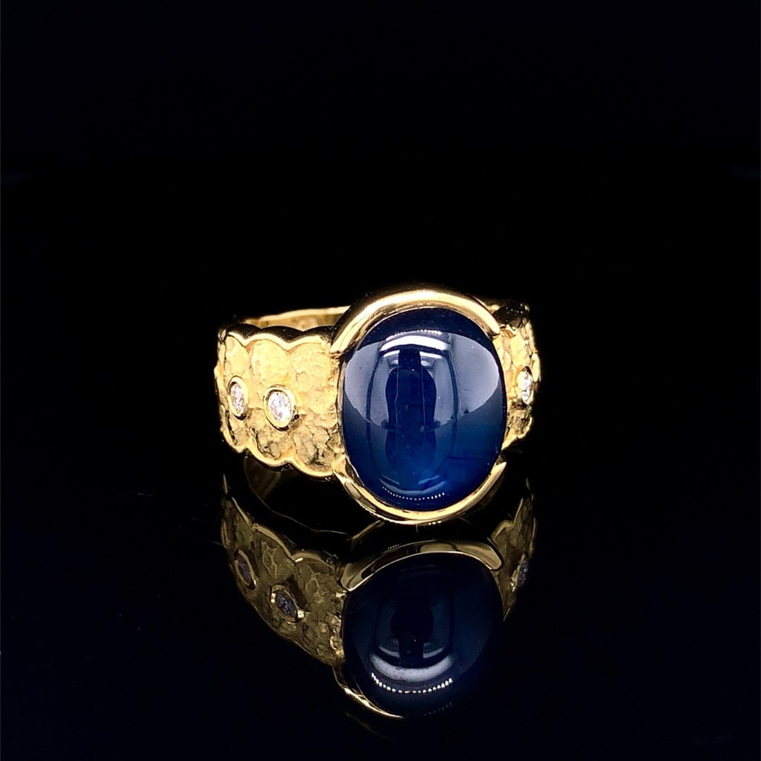14k Gold 8.88 Ctw Natural Sapphire & Diamond Ring - 4