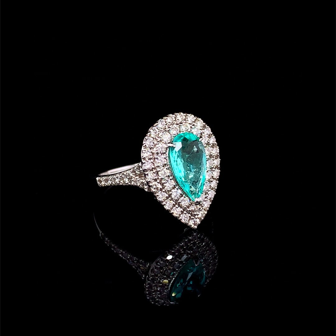 14k Gold 1.62 Ctw Natural Paraiba Tourmaline & Diamond Ring - 3