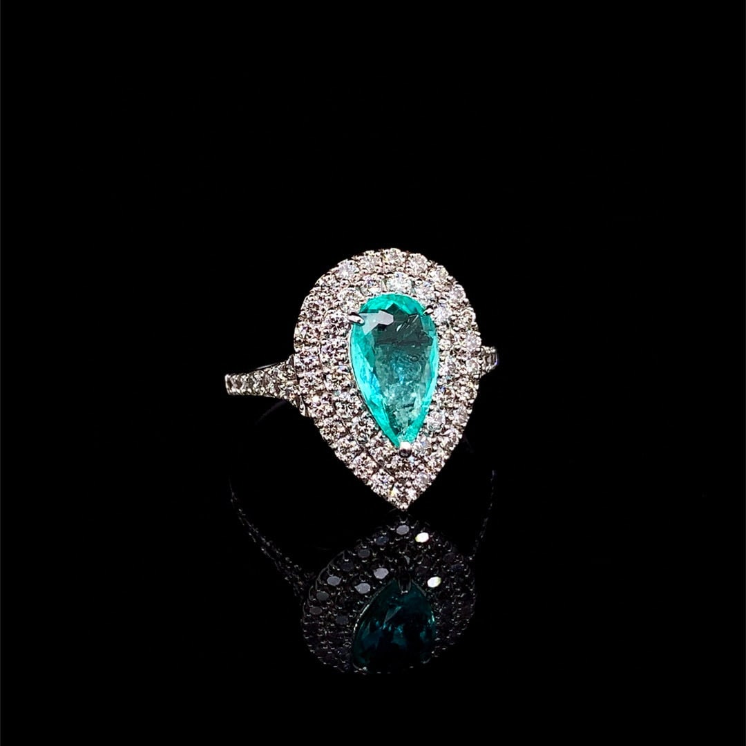 14k Gold 1.62 Ctw Natural Paraiba Tourmaline & Diamond Ring - 4