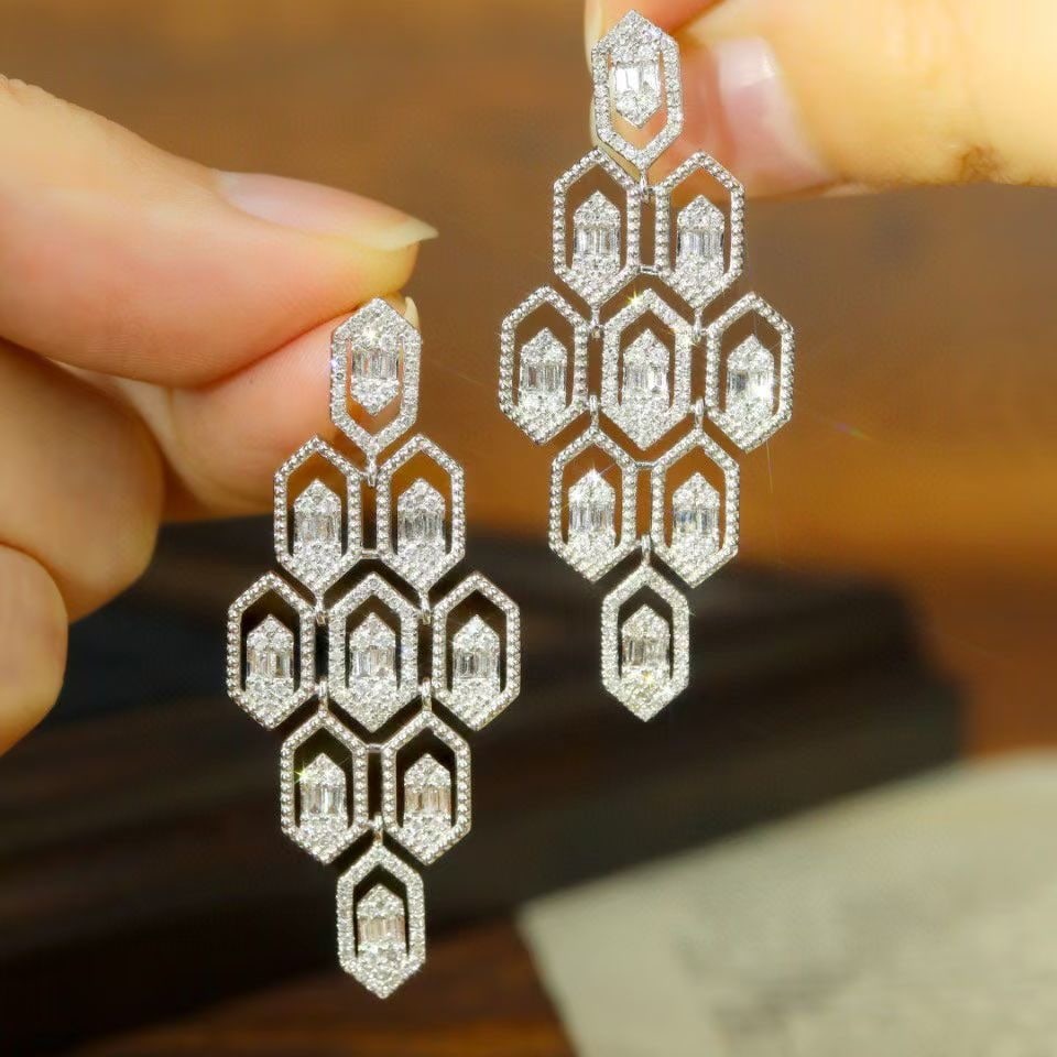 14k Gold 0.80 Ct Natural H Diamond Earrings - 4