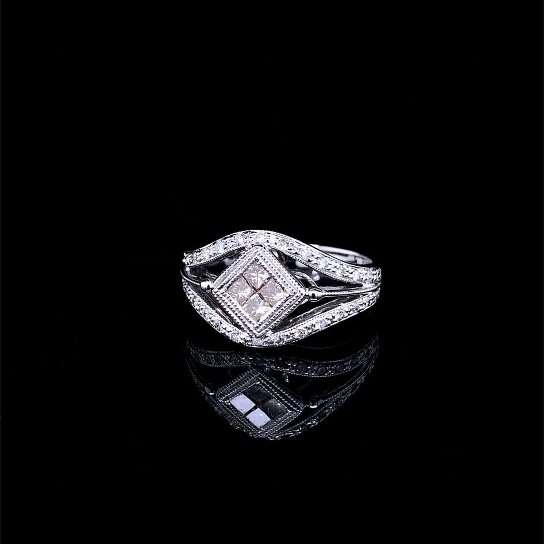 14k Gold 0.41 Ct Natural H Diamond Ring - 2