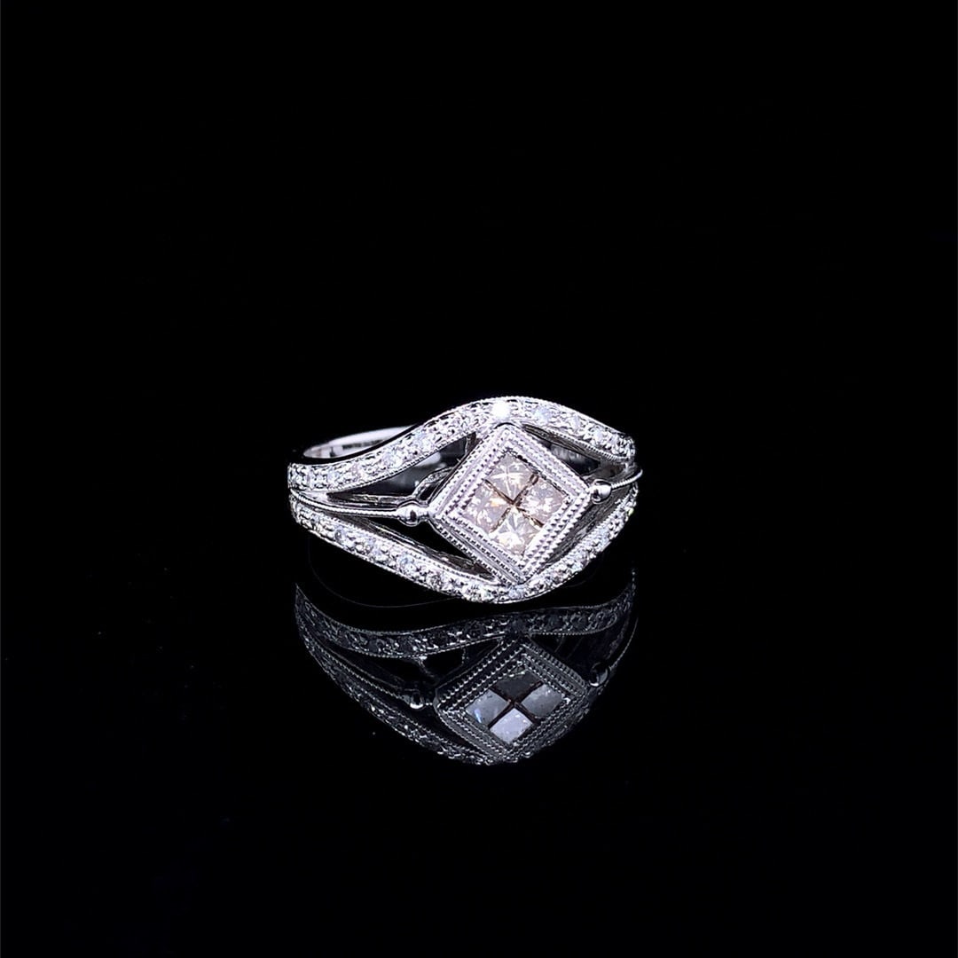 14k Gold 0.41 Ct Natural H Diamond Ring - 3