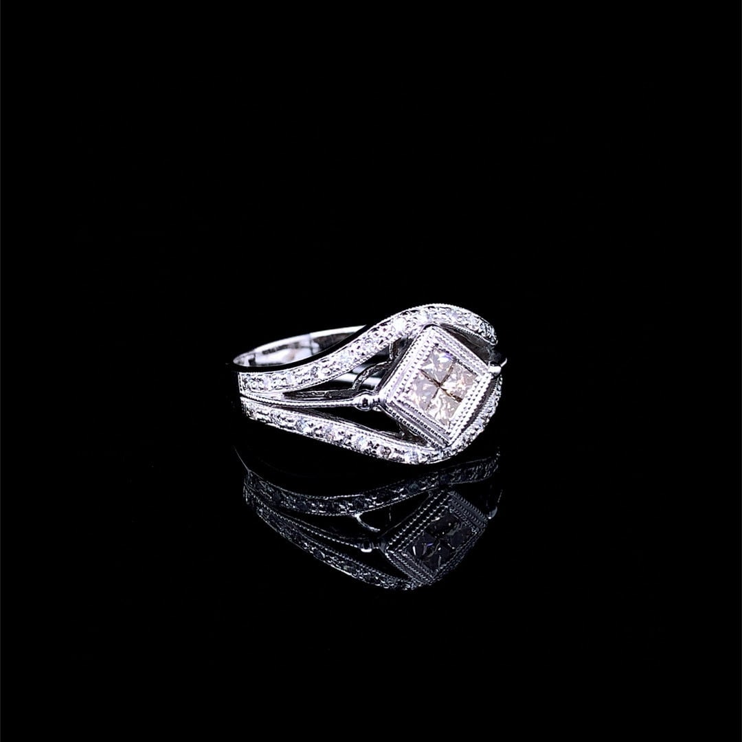 14k Gold 0.41 Ct Natural H Diamond Ring - 4