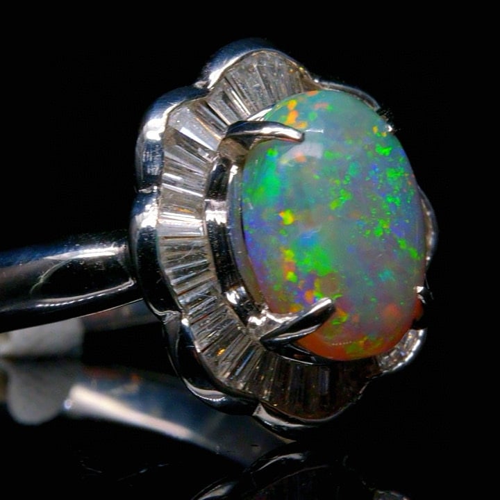 14k Gold 2.62 Ctw Natural Opal & Diamond Ring - 2