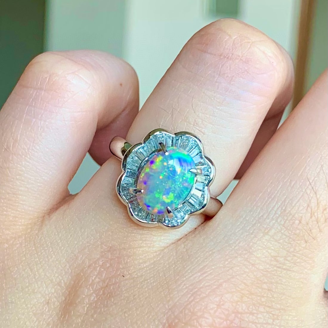 14k Gold 2.62 Ctw Natural Opal & Diamond Ring - 5