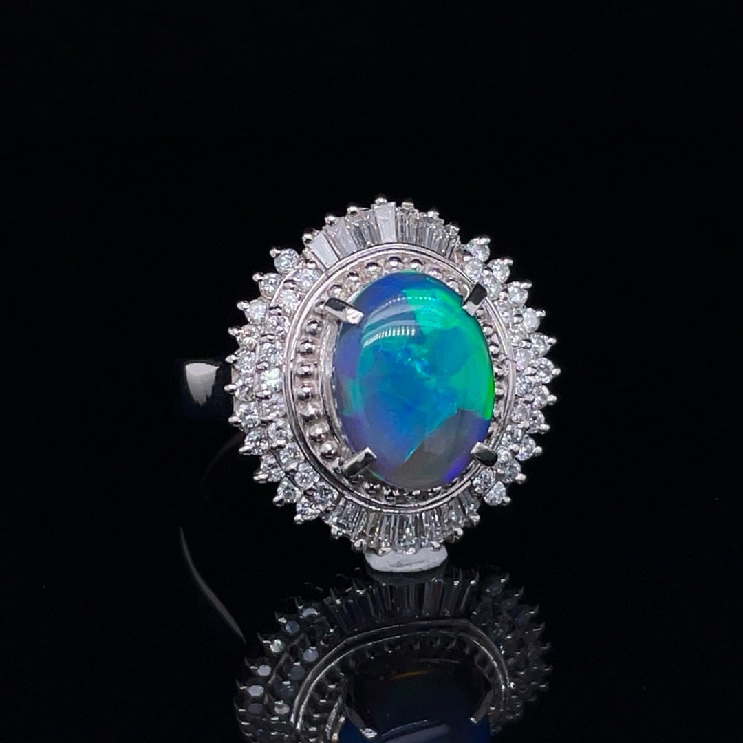 14k Gold 2.45 Ctw Natural Opal & Diamond Ring - 2