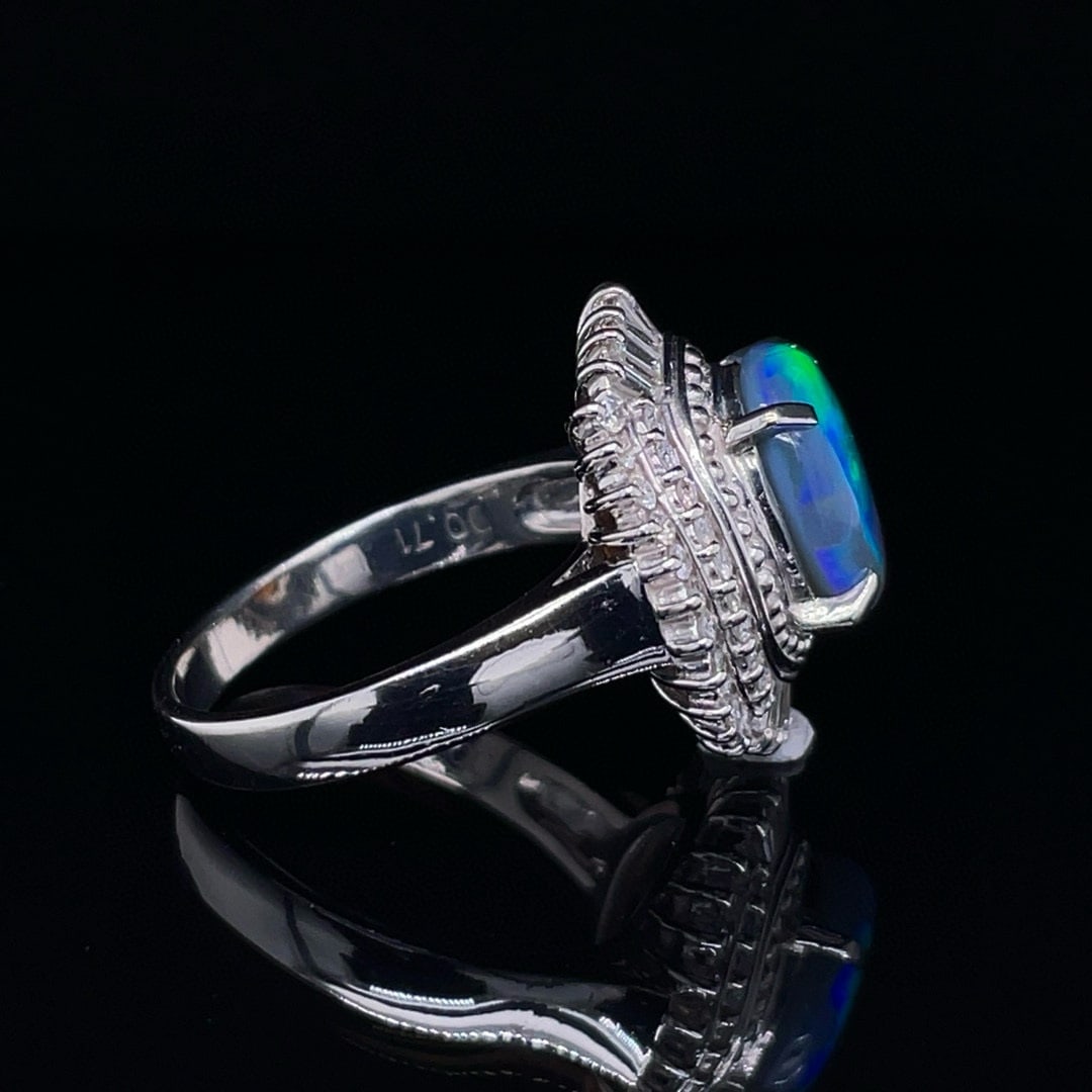 14k Gold 2.45 Ctw Natural Opal & Diamond Ring - 3