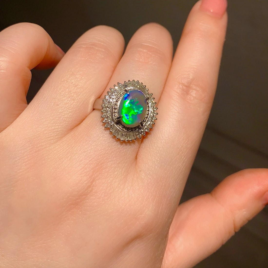 14k Gold 2.45 Ctw Natural Opal & Diamond Ring - 5