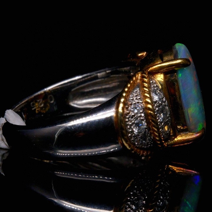 14k Gold 2.35 Ctw Natural Opal & Diamond Ring - 3