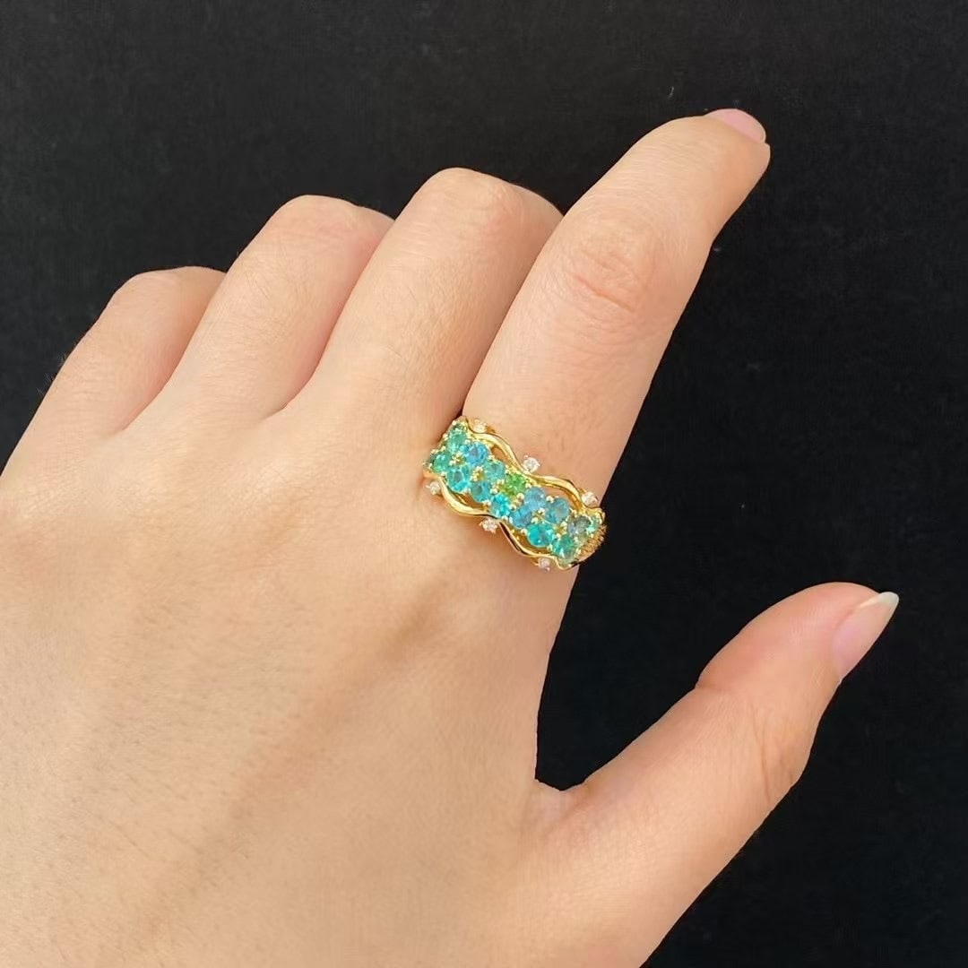 14k Gold 1.30 Ctw Natural Paraiba Tourmaline & Diamond Ring - 5