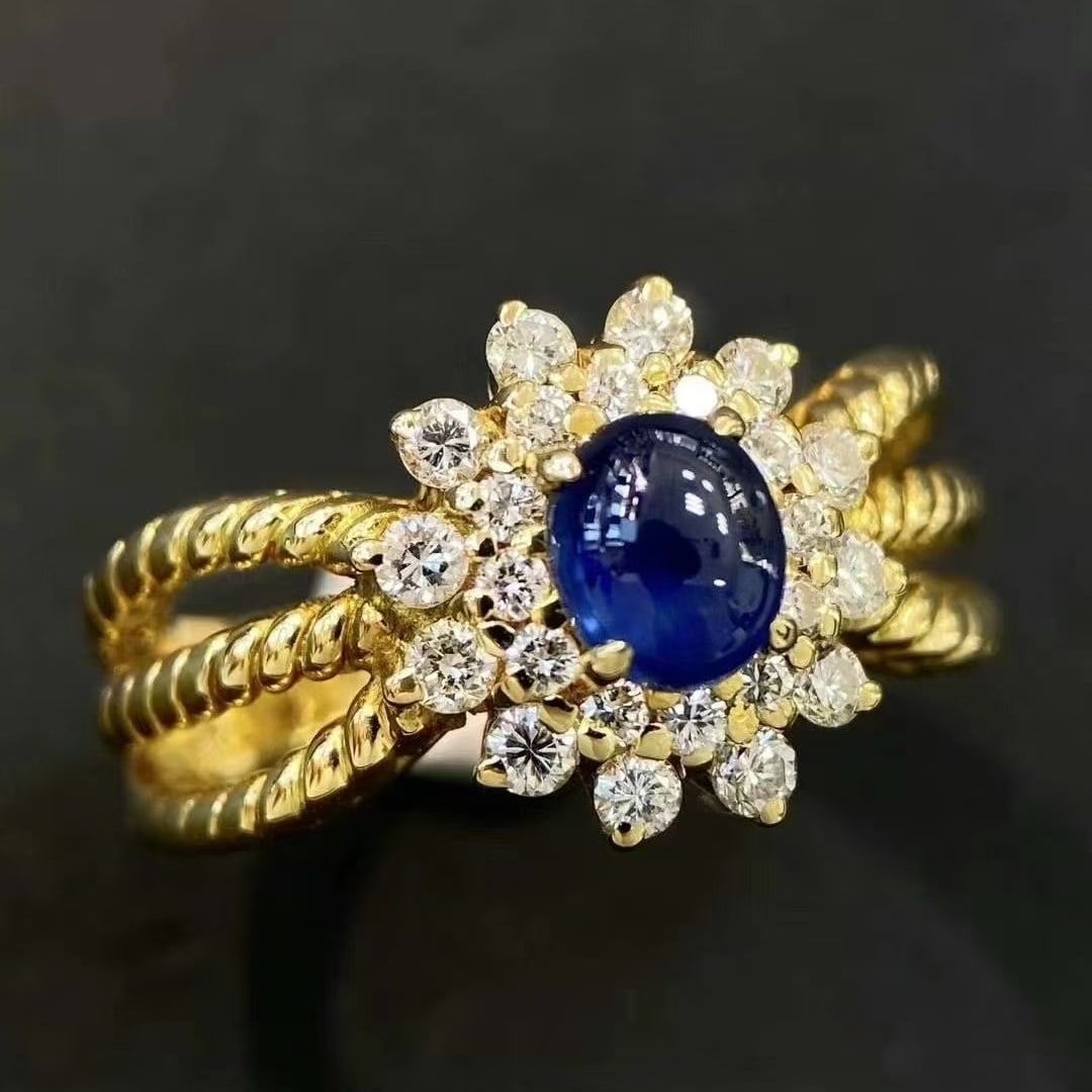 14k Gold 1.79 Ctw Natural Sapphire & Diamond Ring - 2