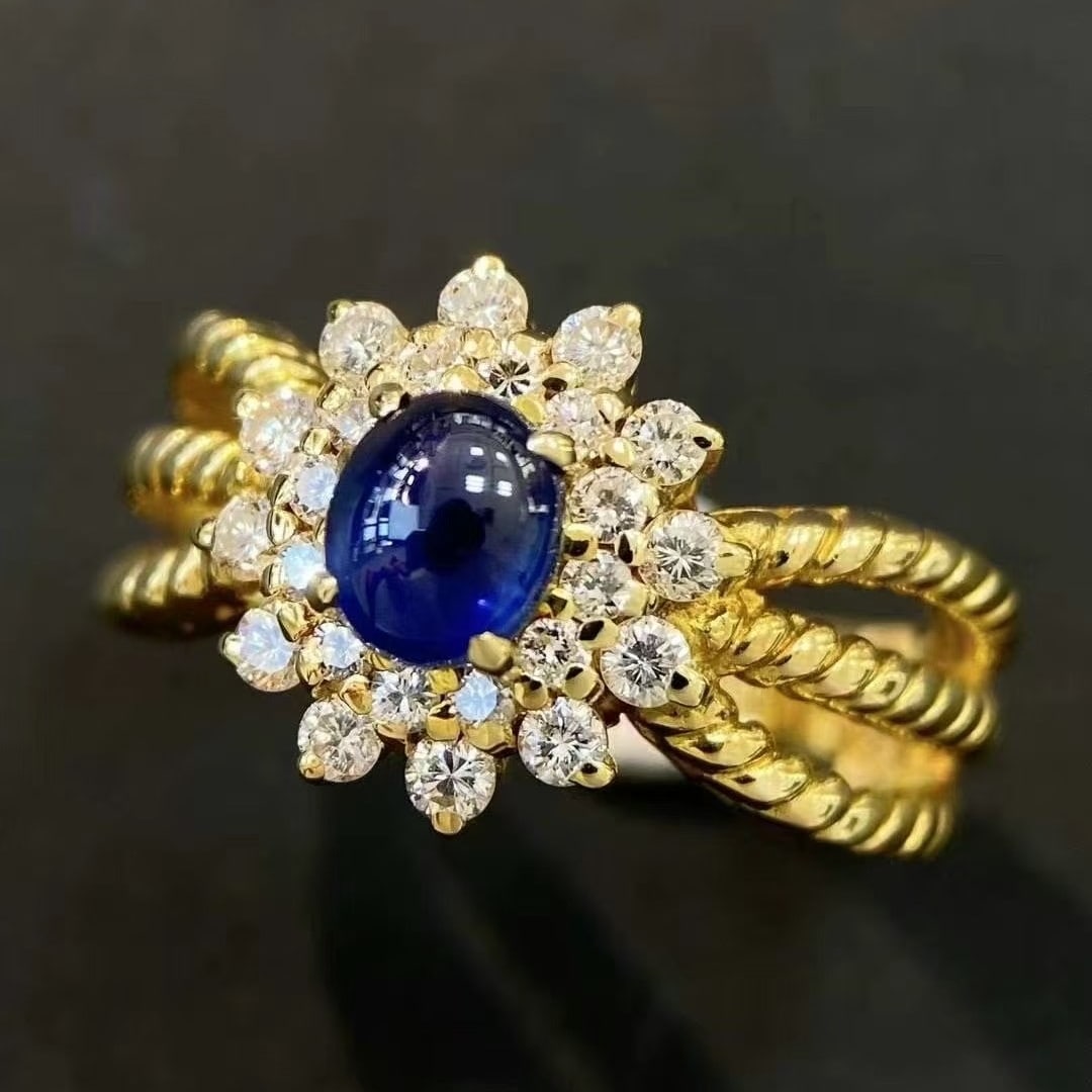 14k Gold 1.79 Ctw Natural Sapphire & Diamond Ring - 3
