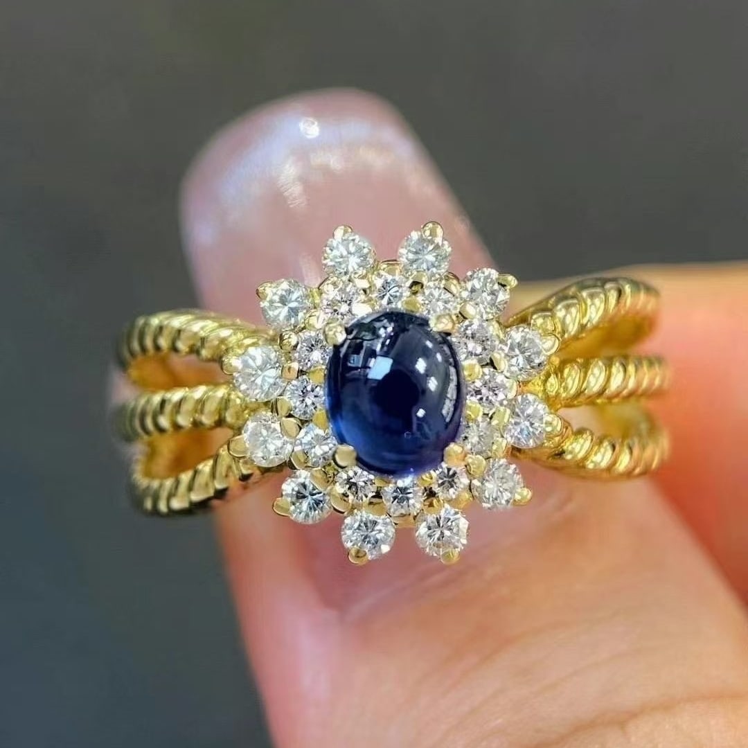 14k Gold 1.79 Ctw Natural Sapphire & Diamond Ring - 4