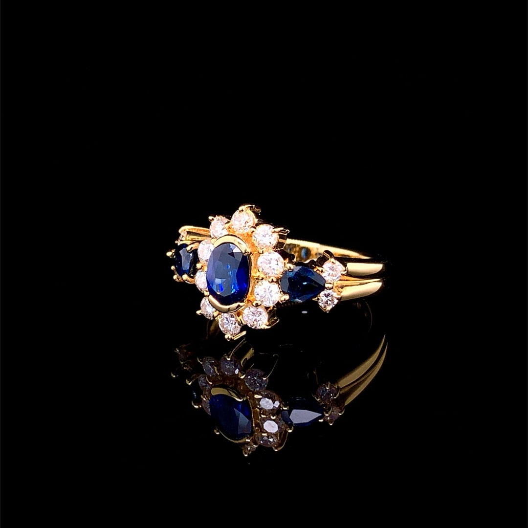 14k Gold 1.48 Ctw Natural Sapphire & Diamond Ring - 4