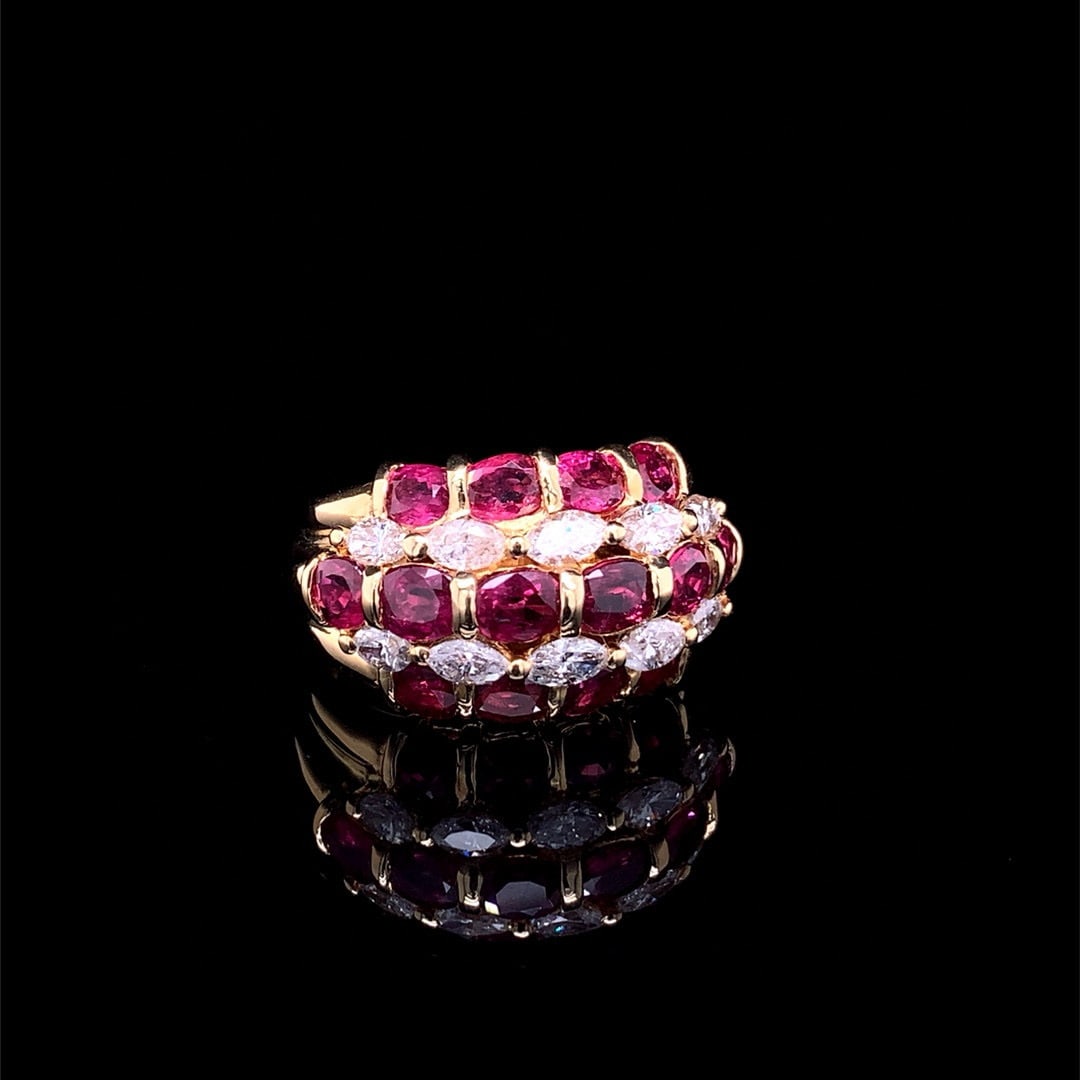14k Gold 3.89 Ctw Natural Ruby & Diamond Ring - 2