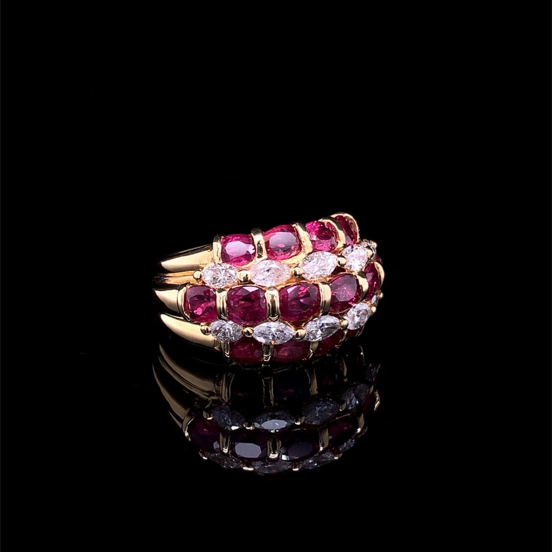 14k Gold 3.89 Ctw Natural Ruby & Diamond Ring - 3