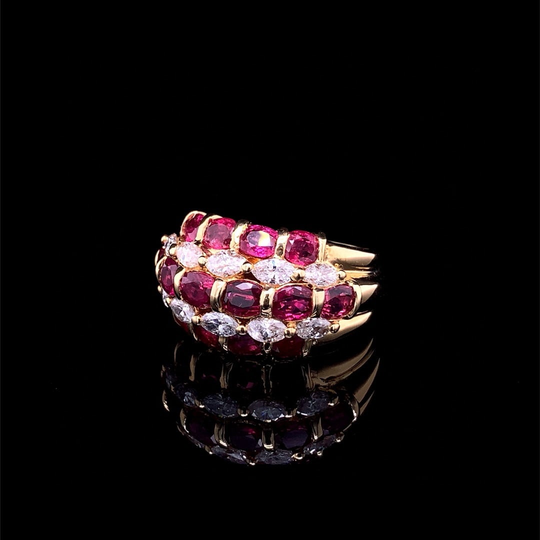 14k Gold 3.89 Ctw Natural Ruby & Diamond Ring - 4
