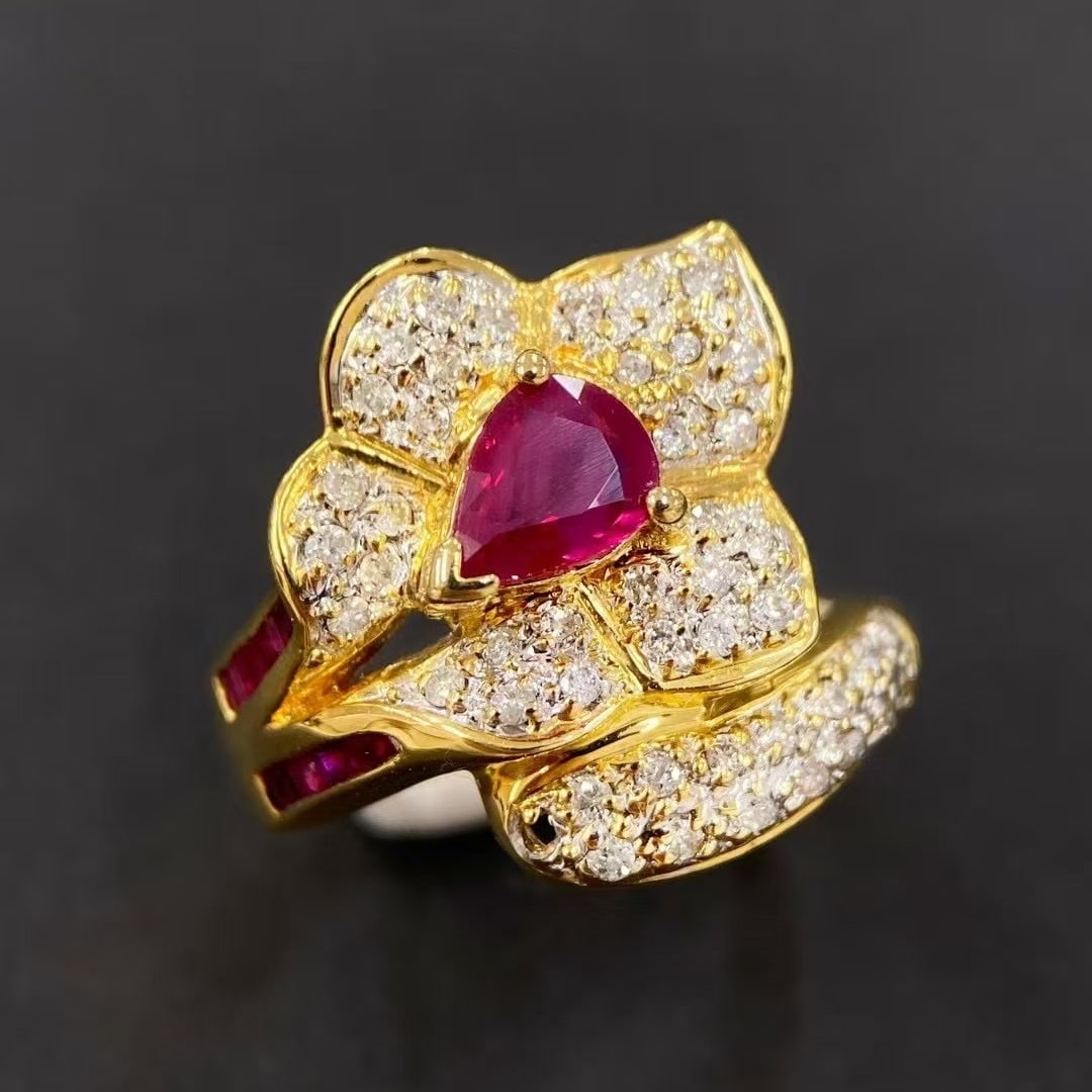 14k Gold 1.42 Ctw Natural Ruby & Diamond Ring - 3