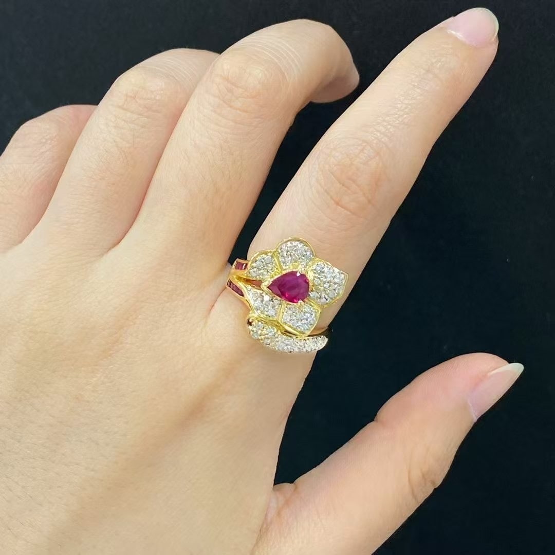 14k Gold 1.42 Ctw Natural Ruby & Diamond Ring - 4