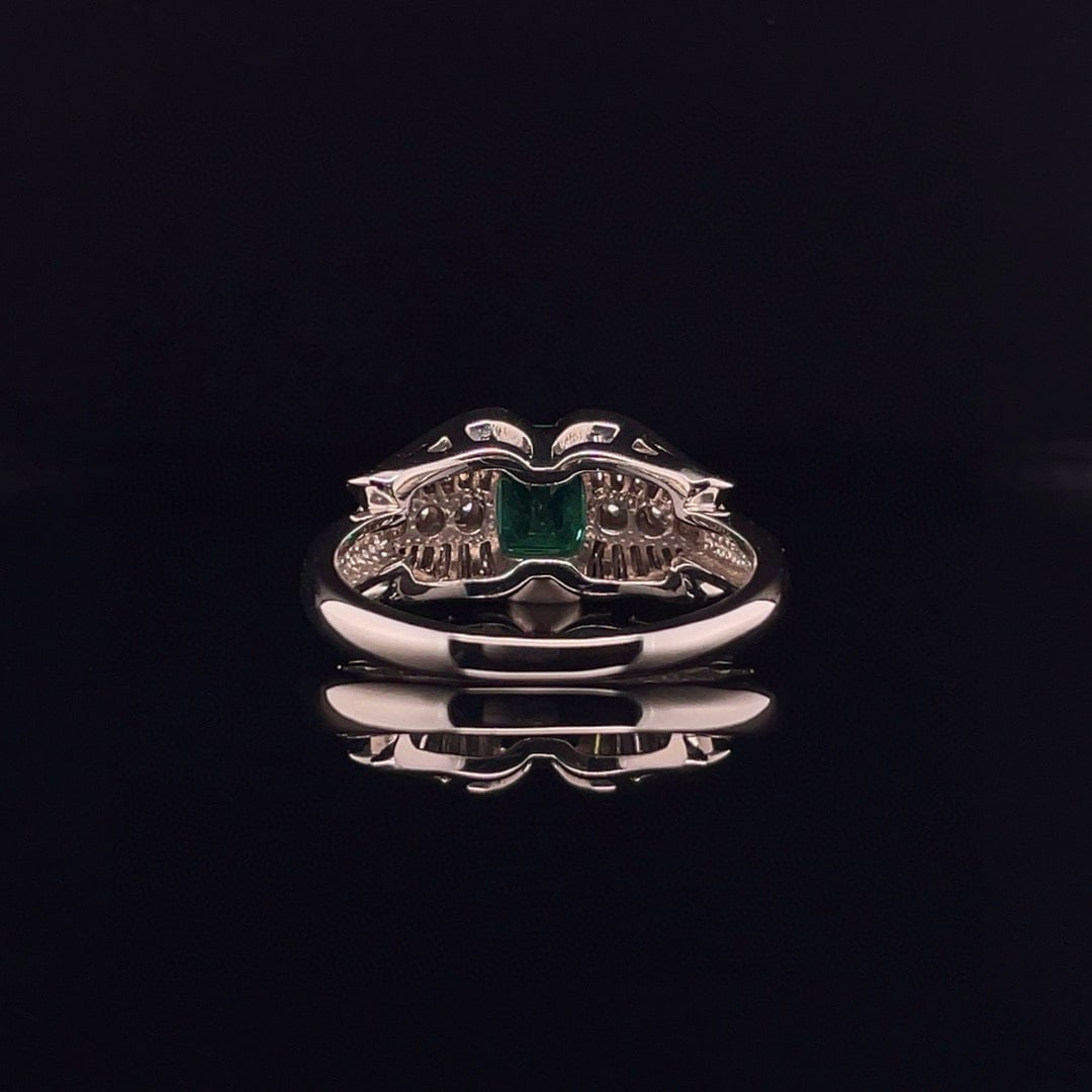 14k Gold 1.48 Ctw Vivid Green Natural Emerald & Diamond Ring - 3