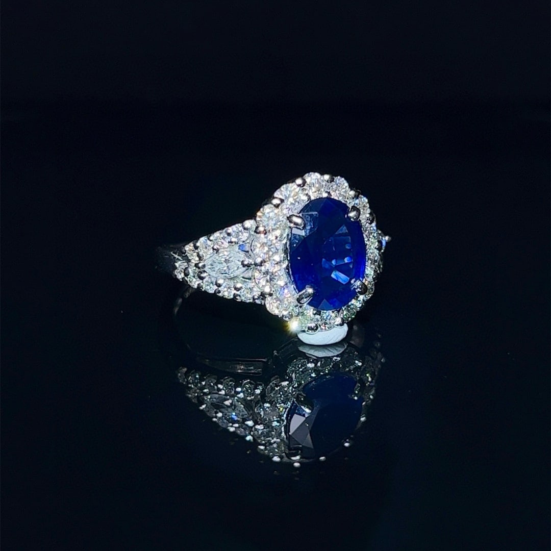 14k Gold 4.14 Ctw Natural Sapphire & Diamond Ring - 2