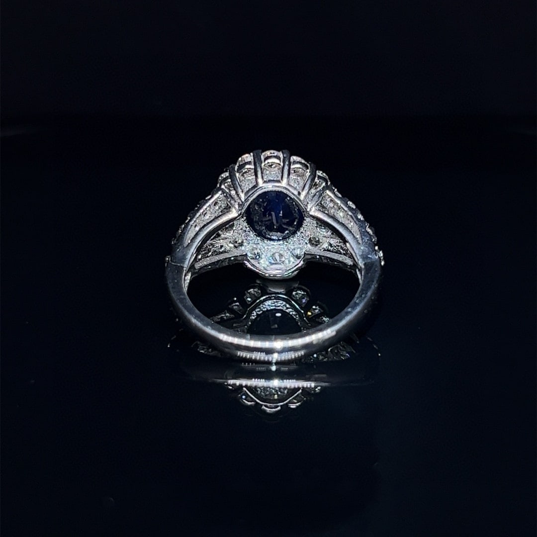 14k Gold 4.14 Ctw Natural Sapphire & Diamond Ring - 4