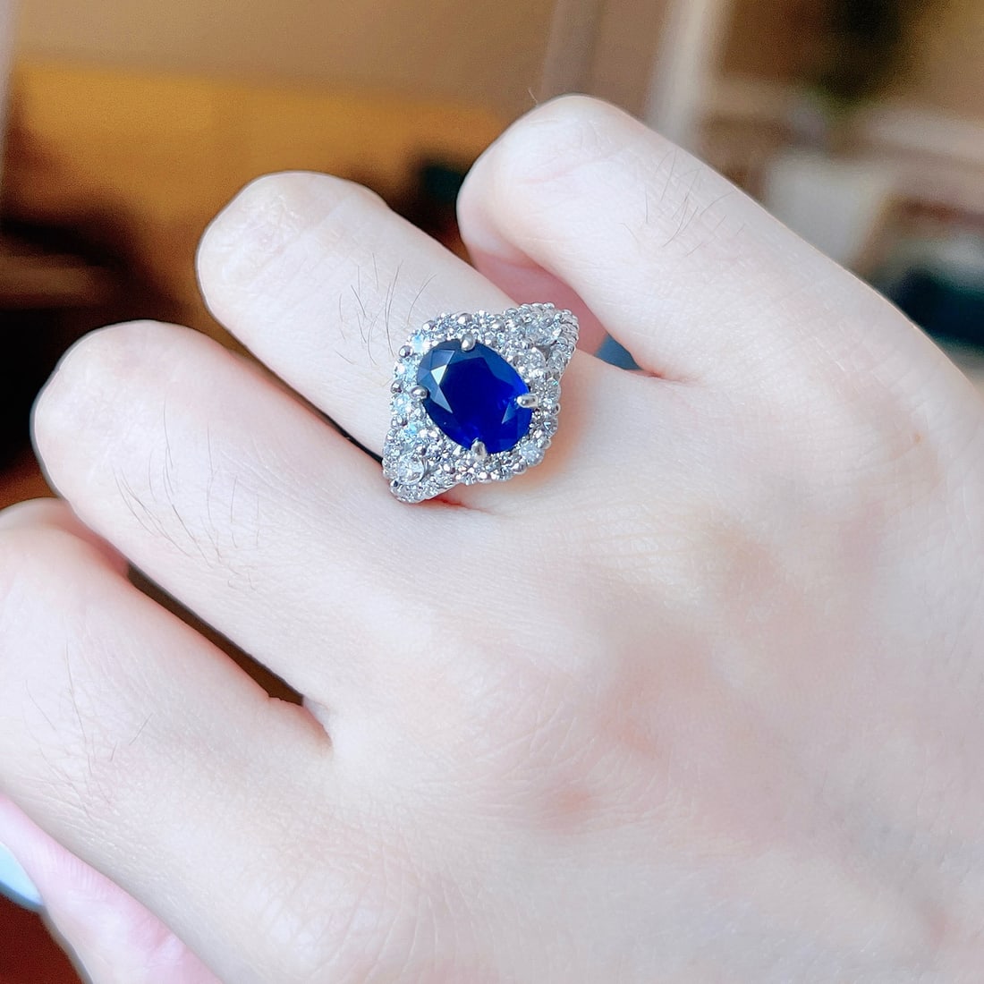 14k Gold 4.14 Ctw Natural Sapphire & Diamond Ring - 5