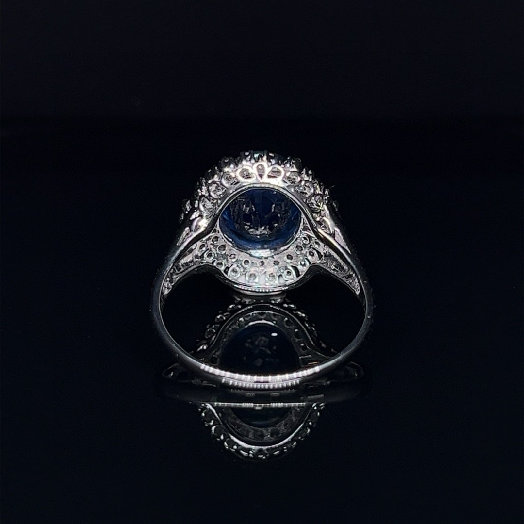 14k Gold 4.05 Ctw Natural Sapphire & Diamond Ring - 4